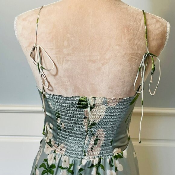 Reformation Marguerite Floral Silk Midi Dress Tarragon Size 2 Cocktail Party NWT - Picture 11 of 14